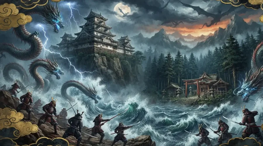 Japanese dragon legends with cinematic storytelling potential.