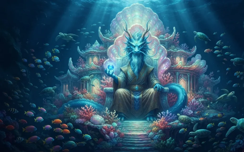 Ryujin ruling the ocean from his underwater palace.