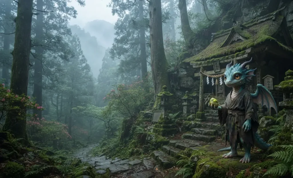 Dragon child appearing near Komochi Mountain.