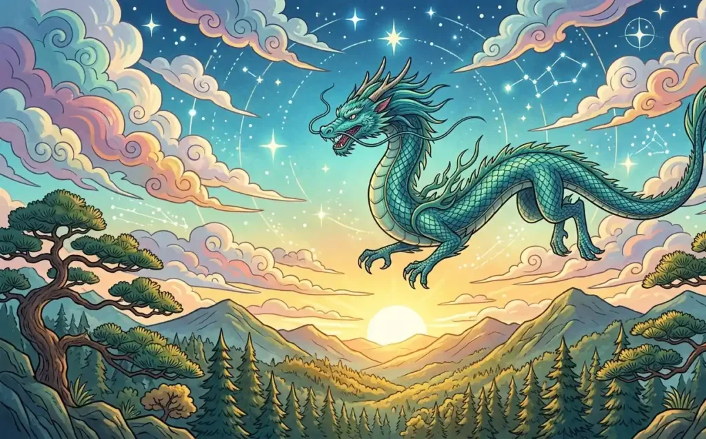 Blue-Green Dragon guarding the eastern direction.