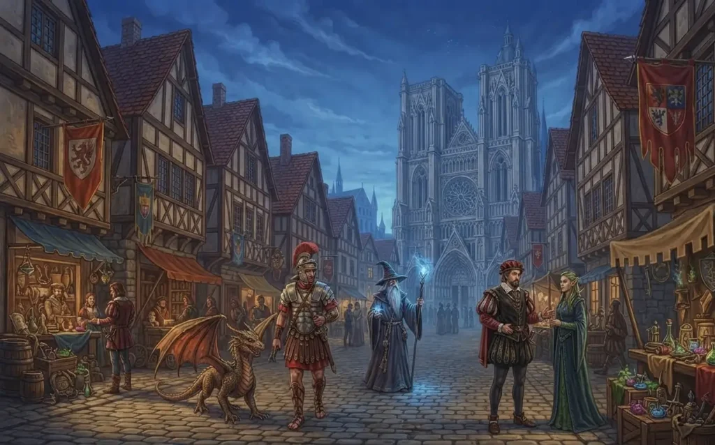 Historical setting blended with fantasy elements.