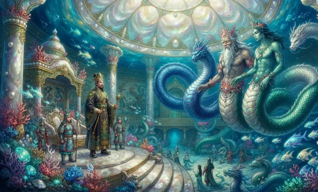 Kim Suro visiting the Dragon Kingdom beneath the sea.