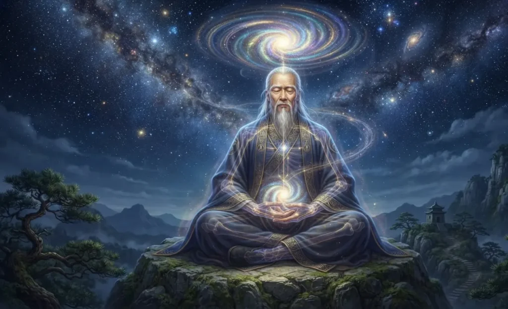 Cultivator seeking enlightenment through the Dao.