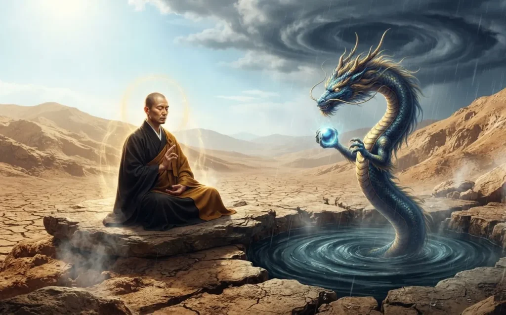 Kukai calling upon the dragon Zennyo Ryuo.