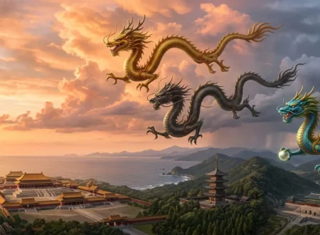 Chinese, Japanese, and Korean dragons shown together for comparison.