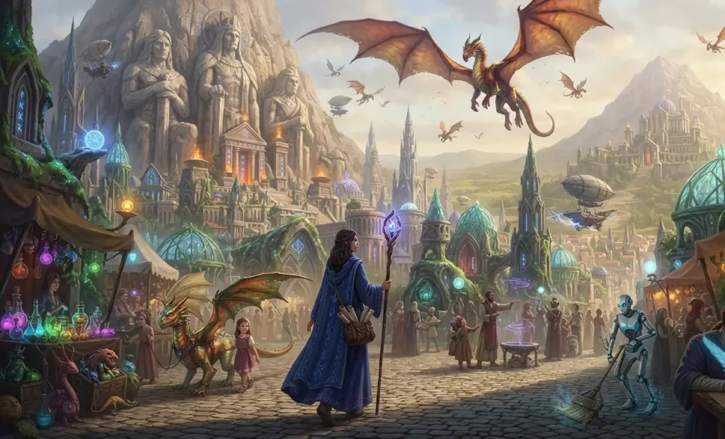 Fantasy world where magic is a normal part of life.