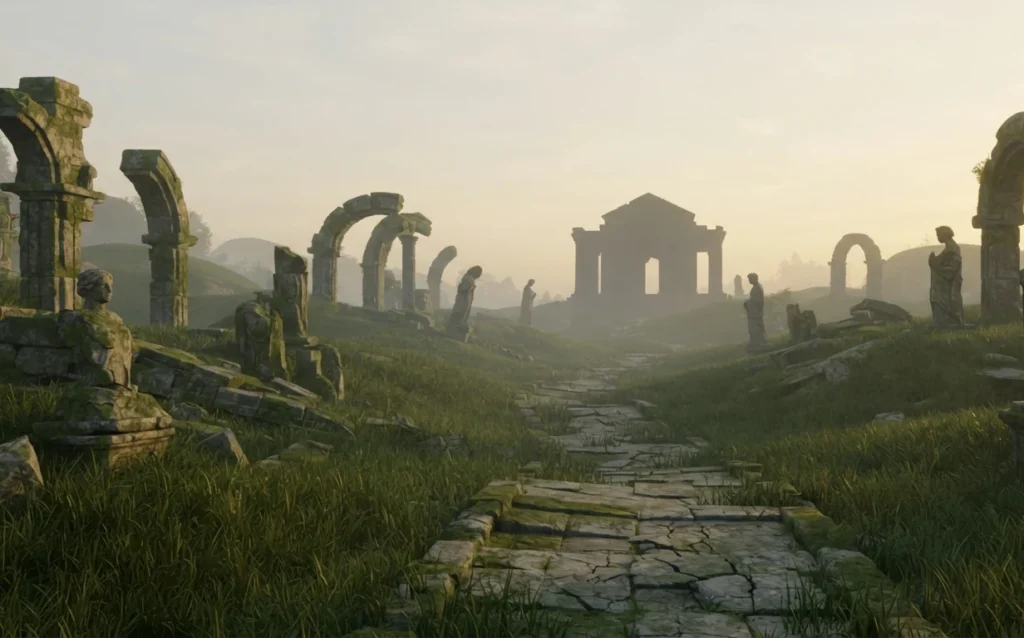 Ancient ruins showing traces of forgotten civilizations.