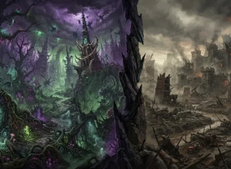Grimdark vs Dark fantasy - Dark fantasy and grimdark worlds shown side by side.