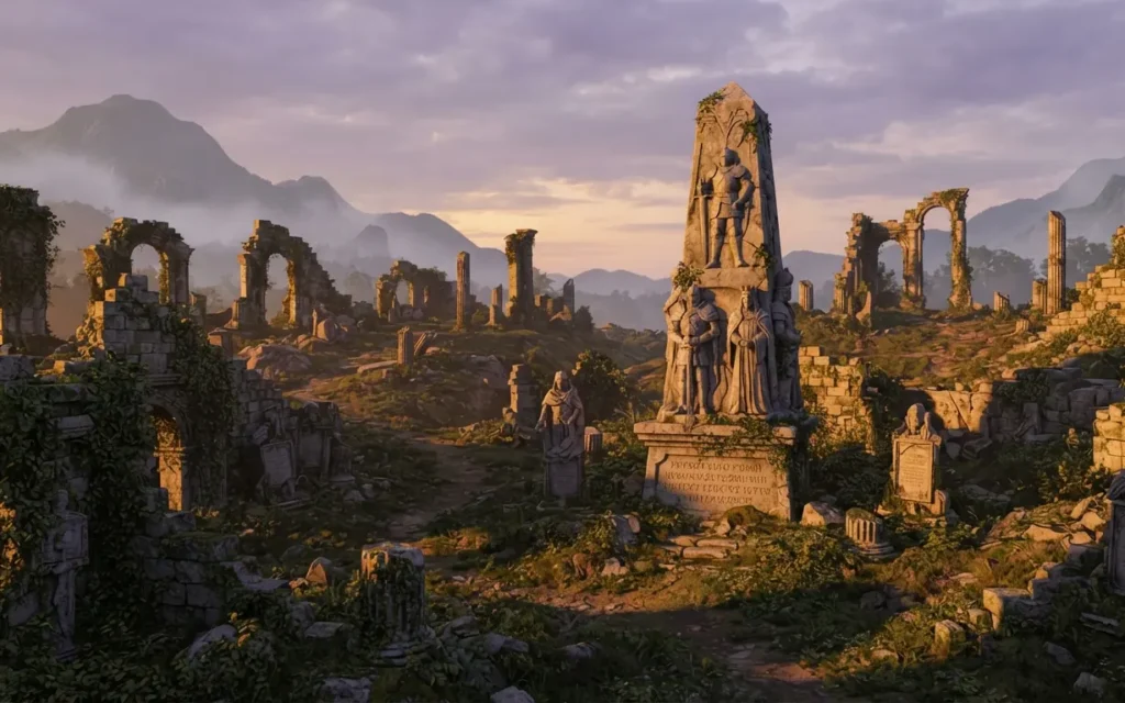 Ancient ruins preserving a fantasy world's history.