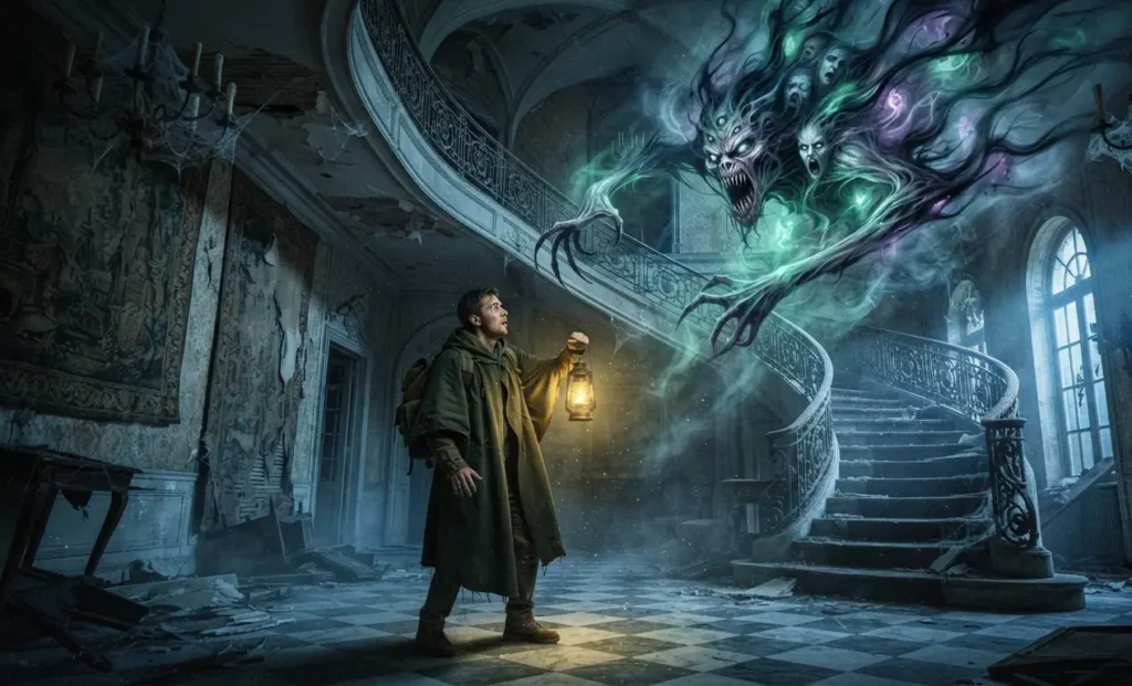 Hero facing an overwhelming supernatural threat.