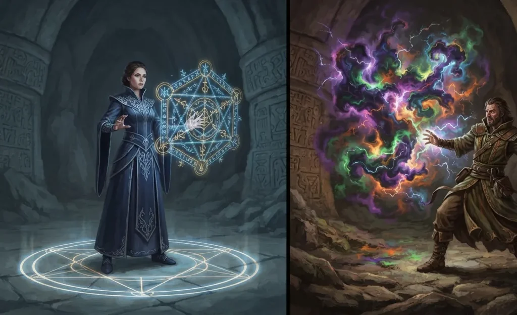 Comparison between hard and soft magic systems.