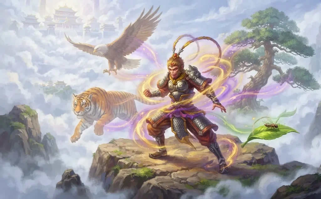 Sun Wukong using his seventy two transformations.