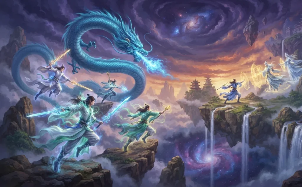 Cultivation world filled with fantasy creatures and magic.