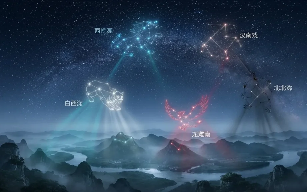 Four Holy Beasts united around the heavens.