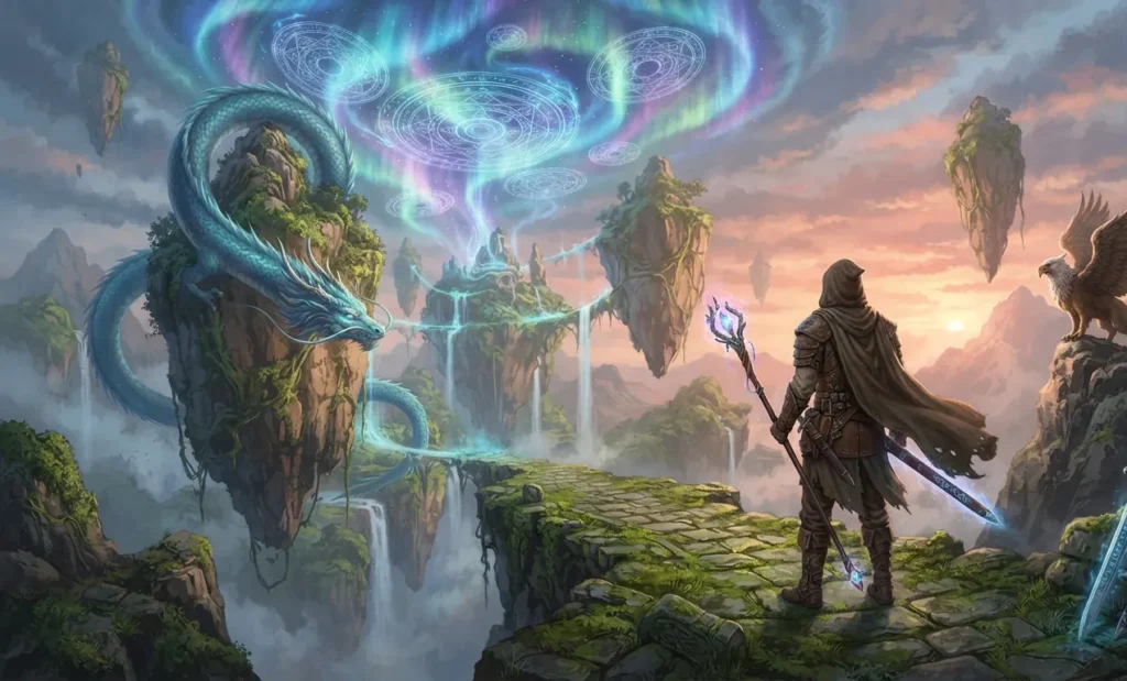 Common fantasy elements appearing in one magical world.