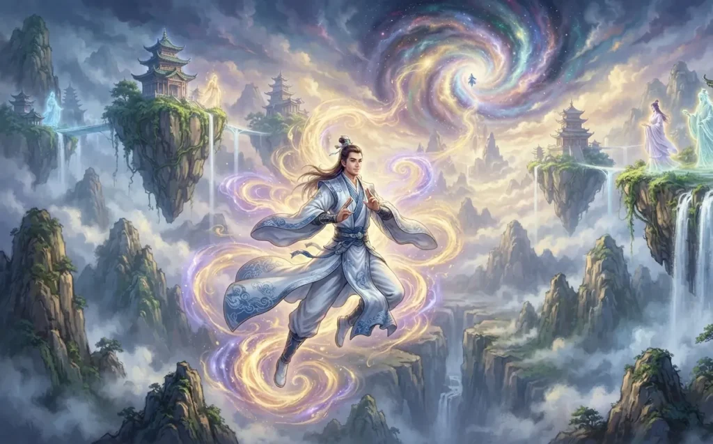 Cultivator advancing through spiritual training toward immortality.