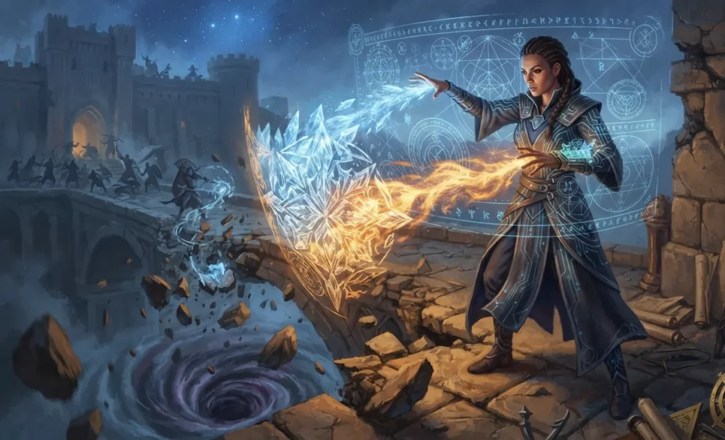 Mage applying magic through strategy and planning.