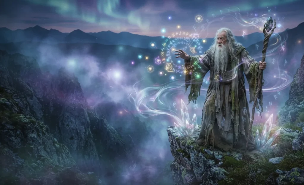 Enigmatic sorcerer wielding mysterious magical power.