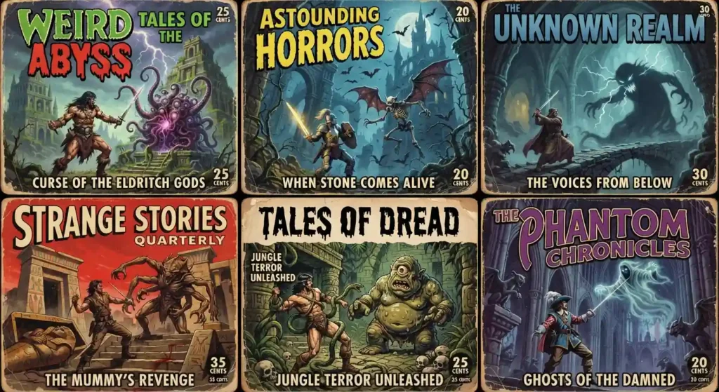 Classic pulp adventures blending fantasy and horror.