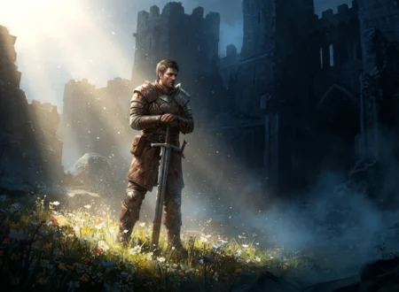 For dark fantasy readers - Morally gray fantasy hero standing between light and darkness.
