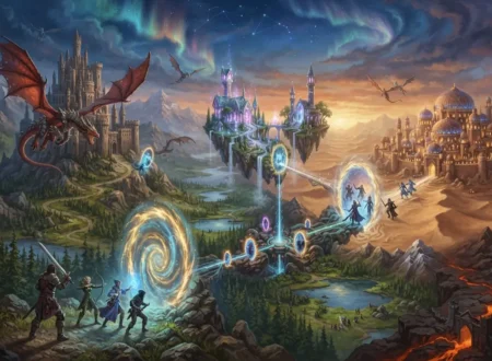 Why fantasy is more popular - Multiple fantasy worlds connected across one magical landscape.