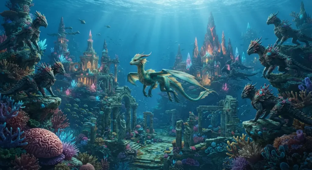 Tsunami exploring the underwater dragon kingdom.