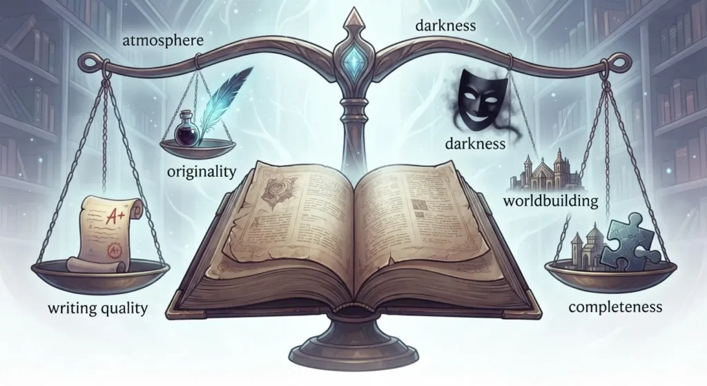 Criteria used to rank standalone dark fantasy books.