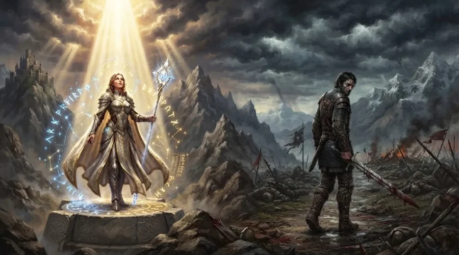 Chosen One and reluctant hero contrasted in fantasy.
