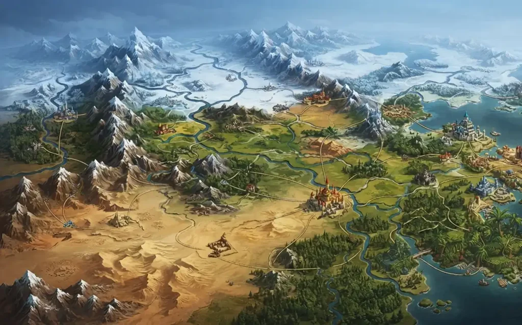 Different climates shaping distinct civilizations.