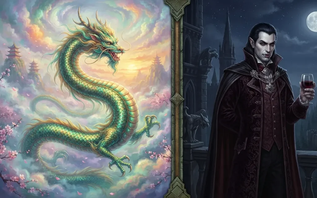 Dragon combining traits from many different animals.