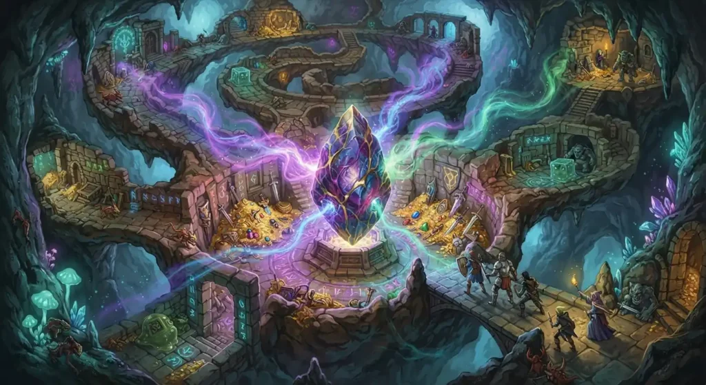 Dungeon core developing a powerful fantasy dungeon.