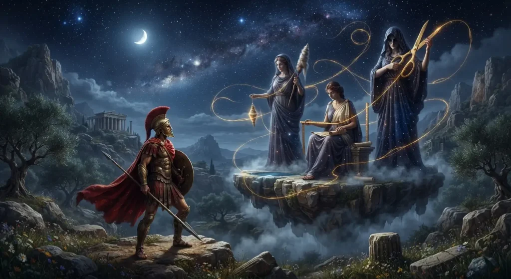 Greek hero confronting the power of fate.