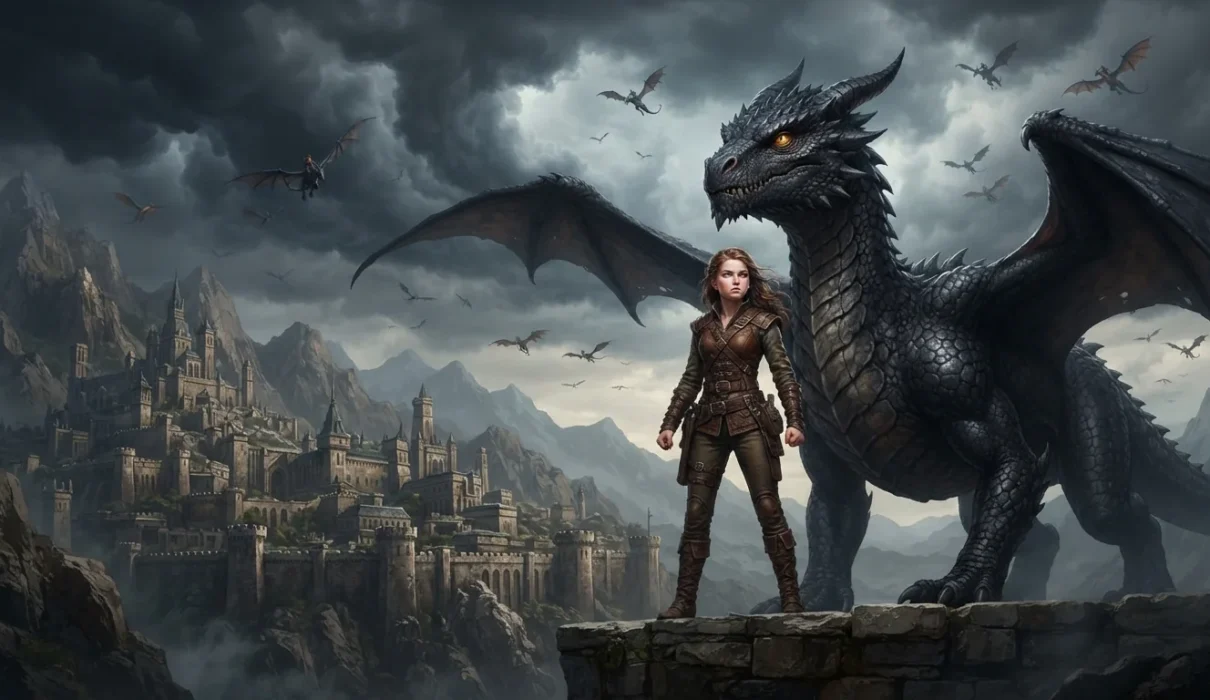 Fourth Wing-inspired dragon rider at a fantasy military academy.