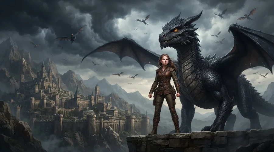 Fourth Wing-inspired dragon rider at a fantasy military academy.