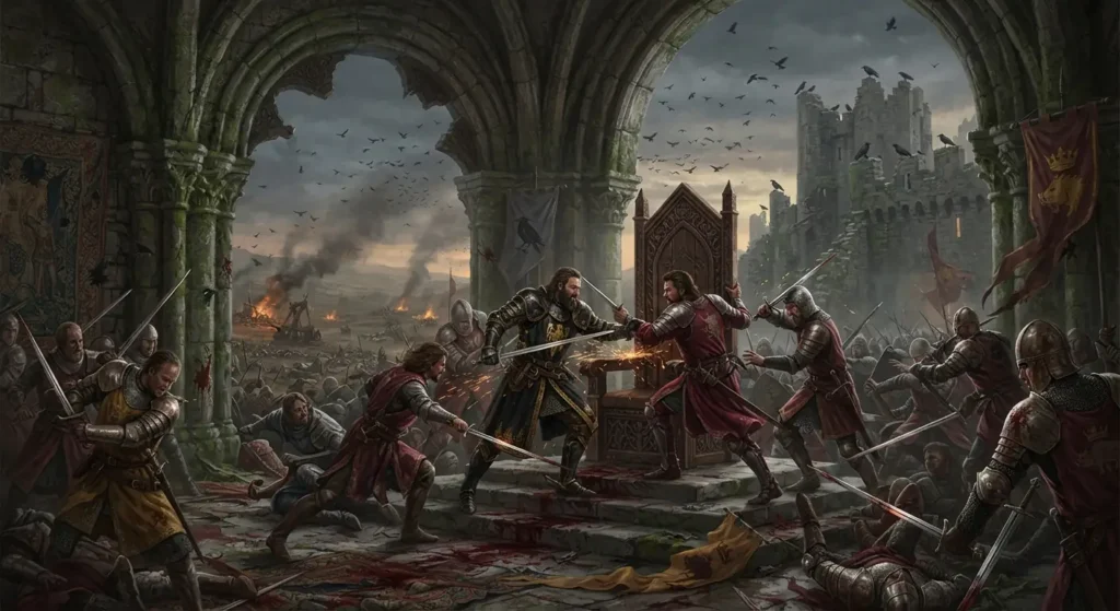 Political dark fantasy reflecting patterns associated with ancient tragedy.