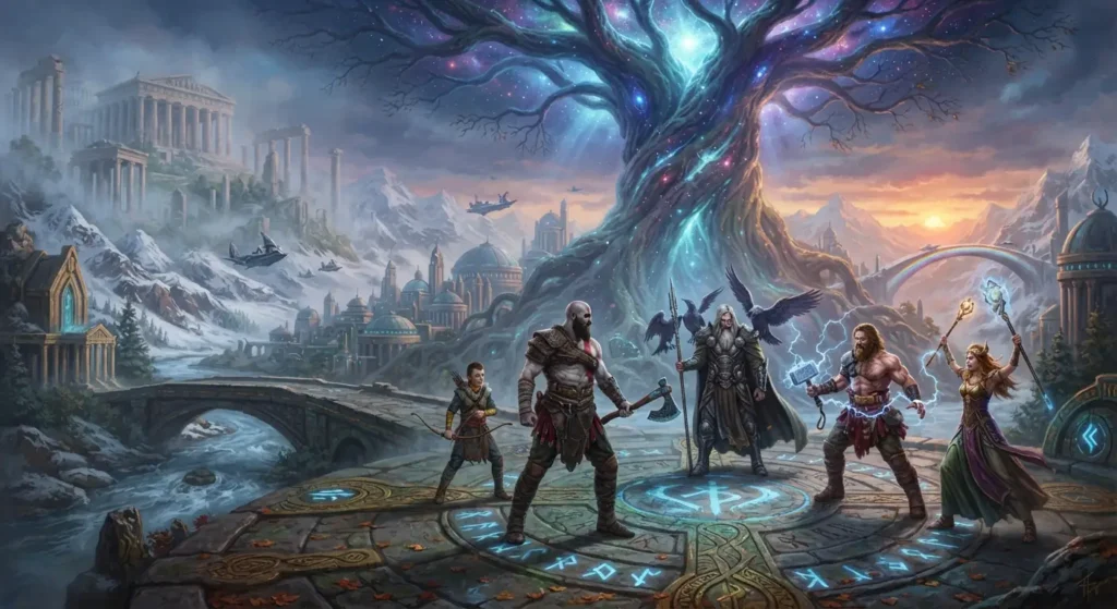 God of War combining Greek and Norse mythology.