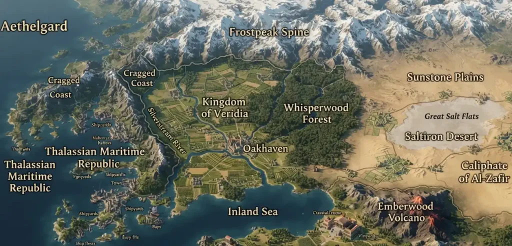 Coherent fantasy world shaped by realistic geography.