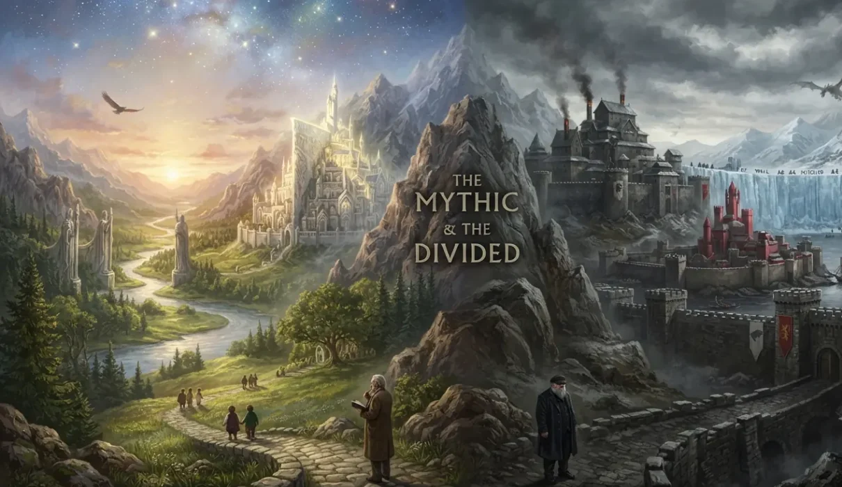Tolkien & Martin representing two influential approaches to modern fantasy.