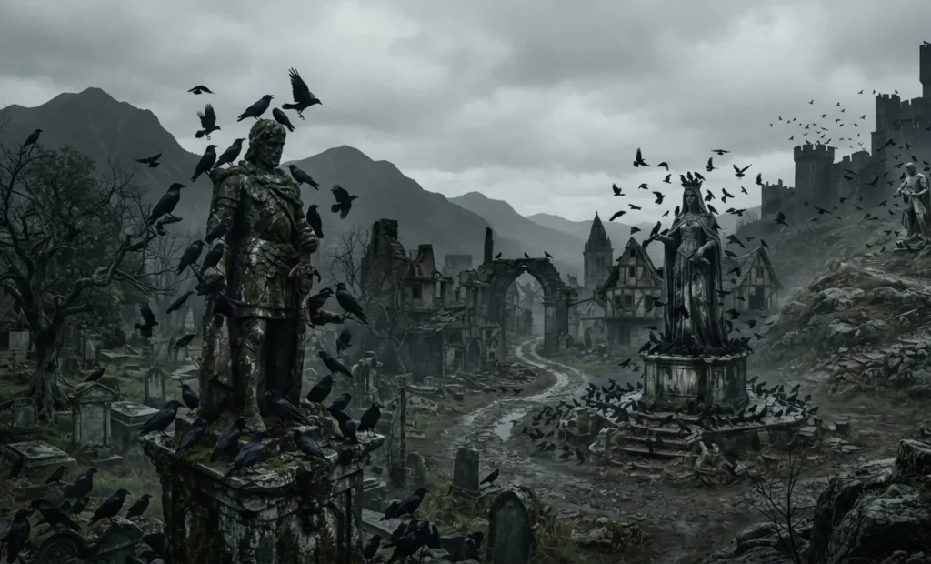 Recurring symbol appearing across a dark fantasy world.
