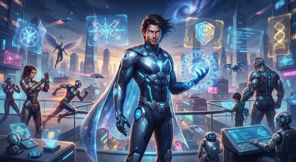 Superhero protagonist developing unusual powers and abilities.