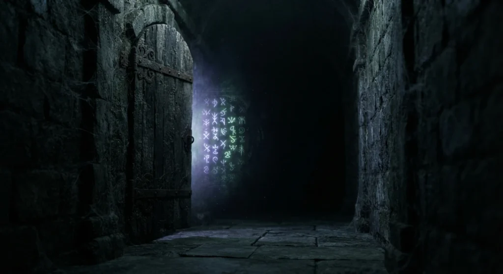 Dark fantasy creating fear through withheld information.
