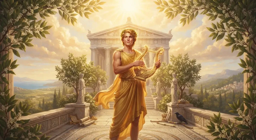 Apollo with the lyre and laurel.