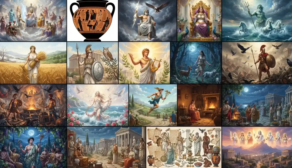 The Olympian gods gathered on Mount Olympus.