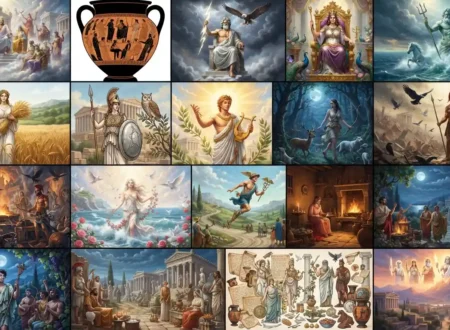 The Olympian gods gathered on Mount Olympus.