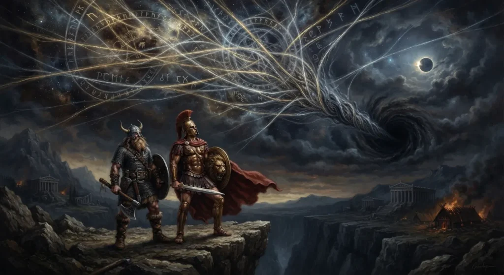 Norse and Greek heroes confronting unavoidable fate.