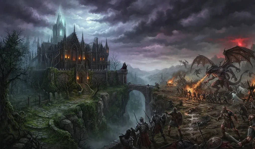 Overlapping examples of Gothic and dark fantasy storytelling.