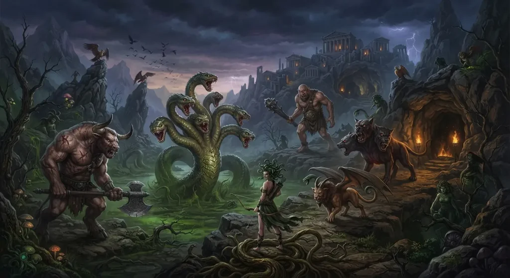 Legendary monsters of Greek mythology.