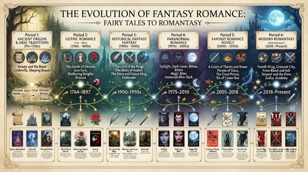 History of fantasy romance before romantasy.