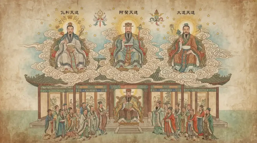 The Three Pure Ones above the Jade Emperor in Daoist cosmology.
