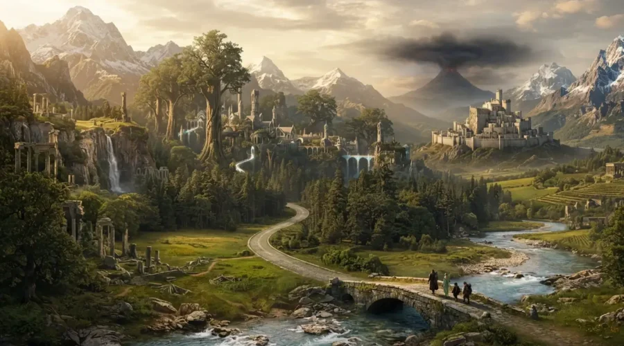 A Fantasy Landscape Inspired by Tolkien's Middle-earth.